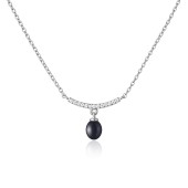 Colier argint cu perla naturala neagra si pietre DiAmanti SK23373N_B-G (Argint 925‰ 2,2 g.)